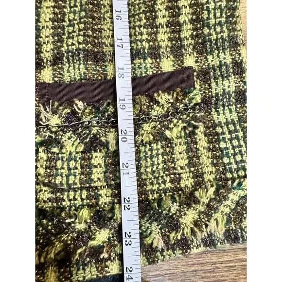 Chico's Size 1 - Petite Yellow Blk Button Front Wool Blend Tweed Blazer Jacket - Picture 9 of 9